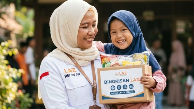 Portrait image of a humanitarian charity moment.